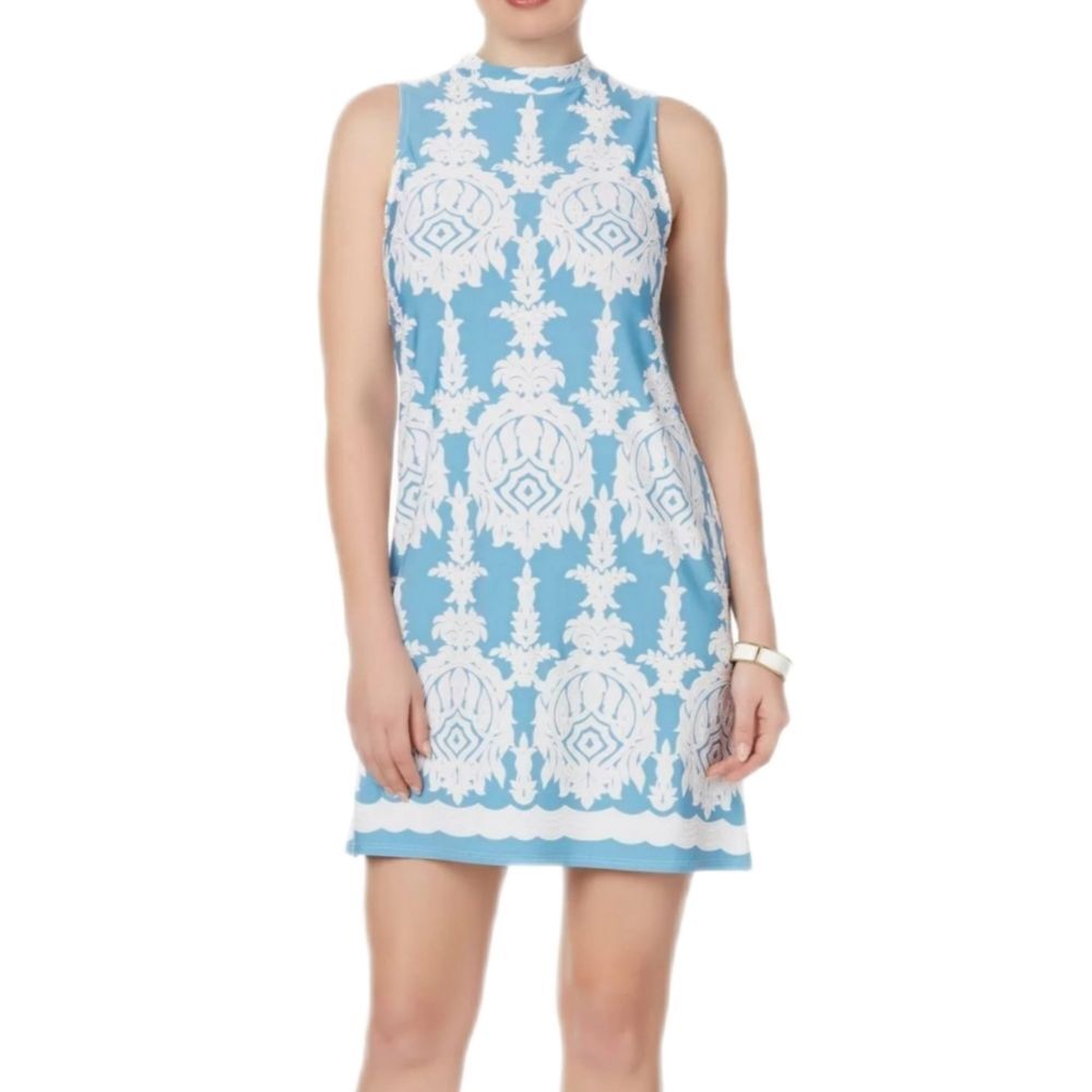 Tiana‎ B Mock Neck Mini Dress Women's 10 Shift Summer Resort Coastal Prep NWT